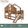 AMERLIFE Twin Over Twin House Bunk Solid Wood Bed Frame with Slide and Ladder, Window Box Shelf, 14" Guardrail - 2 of 4