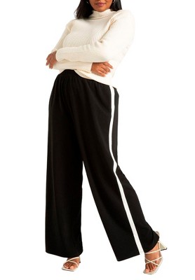 Plus Size Premium Stripe Wide Leg Trousers