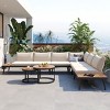 Outdoor 6-Piece Sectional Sofa Set, Sofa Set with Round Coffee Table, Sofa with Iron Frame and Polyester Cushions and Pillows-Coolbibila - 3 of 4