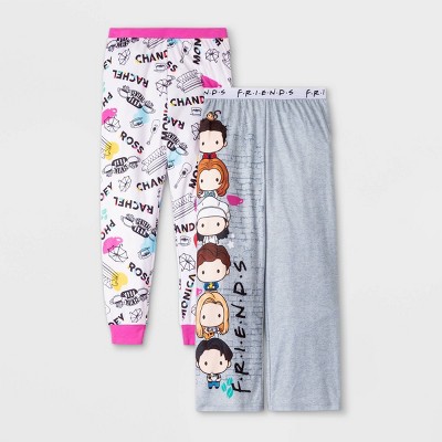 Friends Girls 2 Pack Lounge Pants, Size 7-8 Grey White