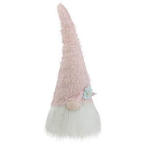 Northlight Spring Gnome Head with a Flower - 16" - Pink and White - 1 of 4