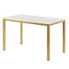 HomeRoots 47" White and Gold Faux Marble and Metal Dining Table - 4 of 4
