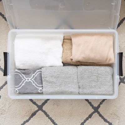 40 Quart White Plastic Stackable Under Bed Storage Containers with Lids, 4-Pack