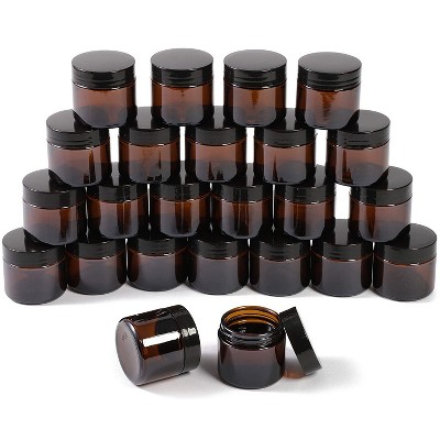 Juvale 8 Pack Amber Round Glass Jars with Lids for Travel Cosmetics (8 oz)