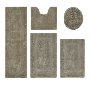 Lux Premium 100% Cotton Tufted Solid Reversible 5 PC Bath Rug Set – Ultra-Soft, Water-Absorbent, Durable, Machine Washable Bathroom Rug - 1 of 4