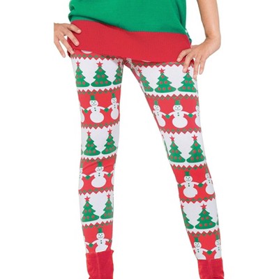 Forum Novelties Christmas Tree And Snowman Costume Leggings Adult Women