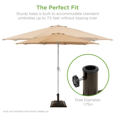 Bronze Heavy-Duty Steel Square Patio Umbrella Base with Basketweave Pattern