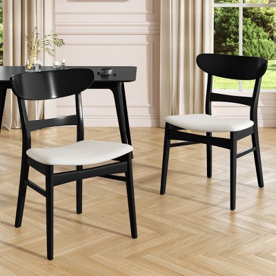 Dining Chairs Set of 2 Mid-Century Upholstered with Rubberwood Legs & Wide Seat for Dining Room or Kitchen-Baofuwish