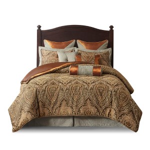 LIVN CO. 10-Piece Traditional Medallion Jacquard Comforter Set - 1 of 4