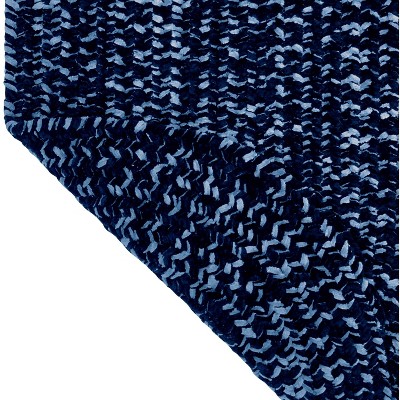 Navy & Smoke Blue Oval Braided Chenille 4' x 6' Rug