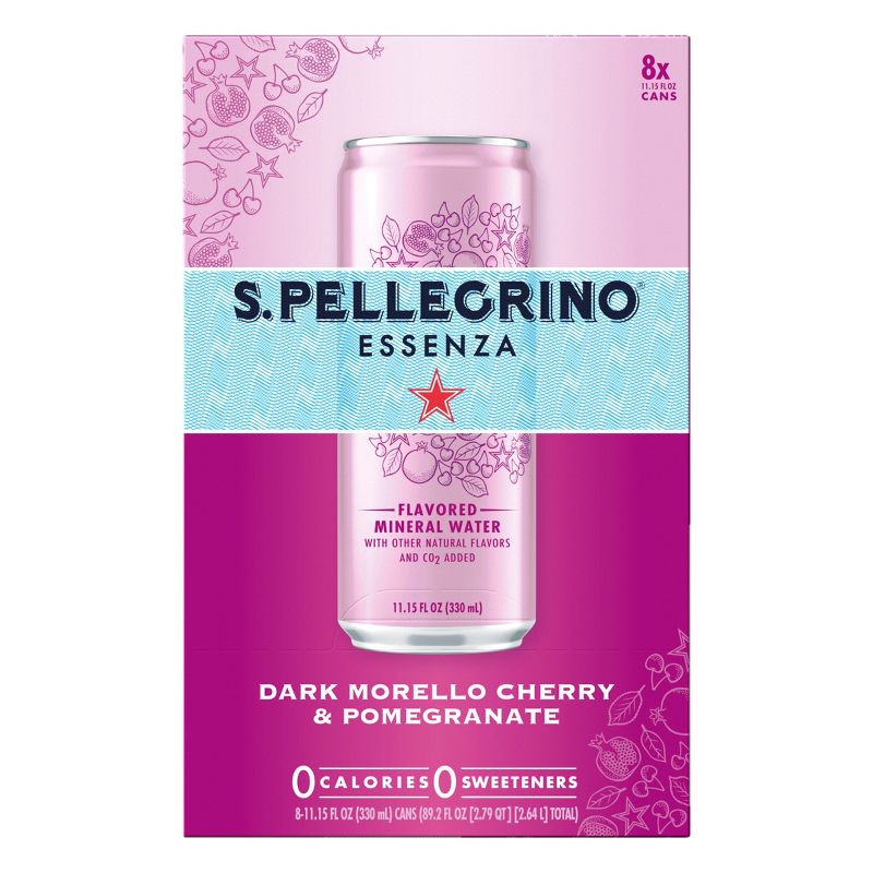 S.Pellegrino Essenza Dark Morello Cherry &#38; Pomegranate Flavored Mineral Water - 8pk/11.15 fl oz Cans, 3 of 10