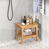 Tangkula 20" Non-slip Shower Bench w/ Storage Shelf Curved Top & Adjustable Foot Pads - 2 of 4