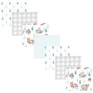 Hudson Baby Cotton Flannel Receiving Blankets Bundle, Neutral Woodland Pals, One Size - 1 of 4