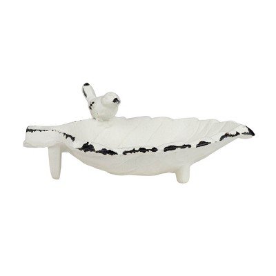 Bird Leaf Trinket Tray White Cast Iron - Foreside Home & Garden