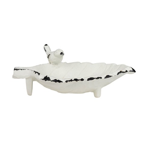 Bird Leaf Trinket Tray White Cast Iron - Foreside Home & Garden - image 1 of 4