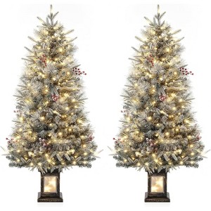 4.5ft Artificial Christmas Tree，Prelit Christmas Tree Design with 300 Warm White Lights, and Vintage Potted Base, Perfect for Home,Party Decoration - 1 of 4