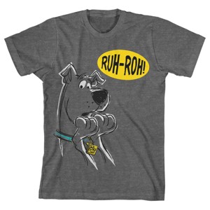 Scooby-Doo Ruh-Roh Youth Boy's Charcoal Heather T-Shirt - 1 of 2