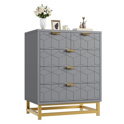 Whizmax Modern Dresser w/ Metal Legs & Wide Drawers - Large Storage Chest for Bedroom, Living Room