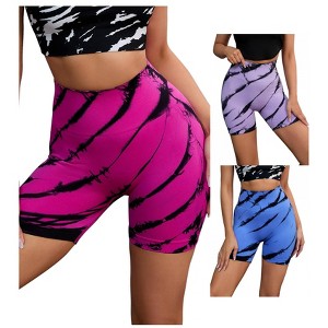INSPIRE CHIC 3 Packs Women's Tie Dye High Waist Workout Running Fitness Thigh Slimmers Shapewear Shorts - 1 of 4