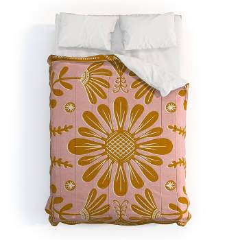 Sewzinski Boho Florals Comforter Set Pink/Yellow/White - Deny Designs