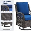 3 Pieces Outdoor Swivel Rocker Chair Set Swivel Glider Rocker Rocking Chair Set with Glass Top Table with Thick Cushions for Backyard, Balcony, Deck - 4 of 4