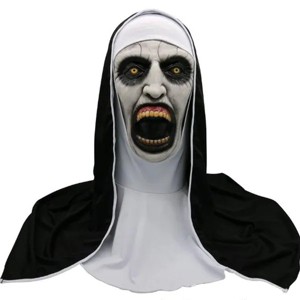 Racxily Black and White Nun Mask Horror Female Ghost Face Headgear Mask Halloween Decorations Prom Party Supplies - 1 of 3