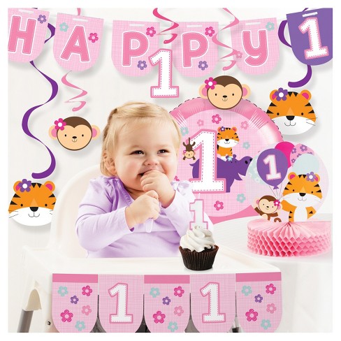 One Is Fun Girl 1st Birthday Party Decorations Kit Target