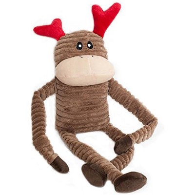 ZippyPaws Holiday Crinkle - Squeaky Plush Dog Toy (Reindeer, Large)