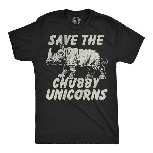 Mens Funny T Shirts Save The Chubby Unicorns Sarcastic Rhino Graphic Novelty Tee For Men - Crazy Dog Men's T Shirt - 1 of 4