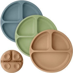 3-Pack Prep Suction Plates for Baby, 100% Silicone Toddler Plates, BPA-Free Divided Baby Plates with Suction - 1 of 4