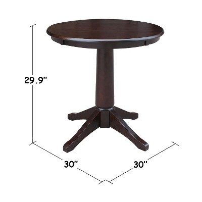 30" Round Rich Mocha Wood Pedestal Dining Table