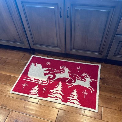 Nourison Christmas Snow Dogs Holiday Indoor Kitchen Entryway Non-skid Mat  Navy 2'x3' : Target