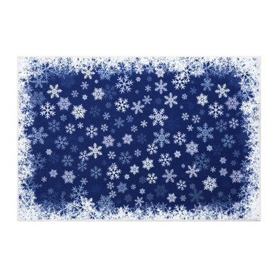 Machine Washable Christmas Area Rugs for Living Room Bedroom, Xmas Snowflake Print Floor Carpet for Dining Room Kitchen