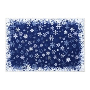 Machine Washable Christmas Area Rugs for Living Room Bedroom, Xmas Snowflake Print Floor Carpet for Dining Room Kitchen - 1 of 4