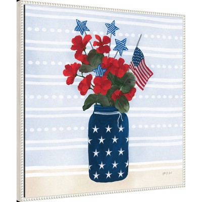 Patriotic Floral Canvas Print with White Frame, 30" x 30"