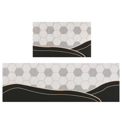 Unique Bargains Washable Geometric Modern Kitchen Mats Set Of 2