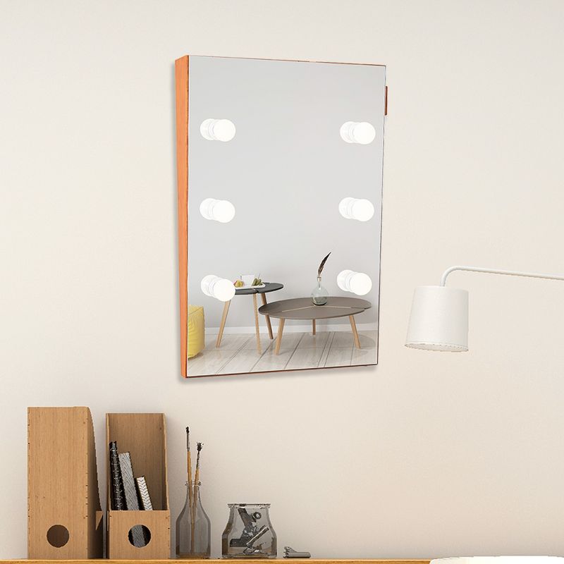 Kayla 35.4" Solid Wood Frame Wall Mirror for  Wall Vanity Mirror Makeup Mirror Dressing Mirror with LED Bulbs-The Pop Home, 4 of 9