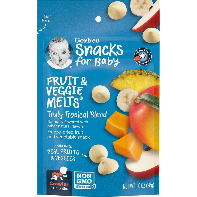Gerber Crawler Fruit &#38; Veggie Melts Truly tropical Blend Baby Snacks - 1oz, 6 of 14