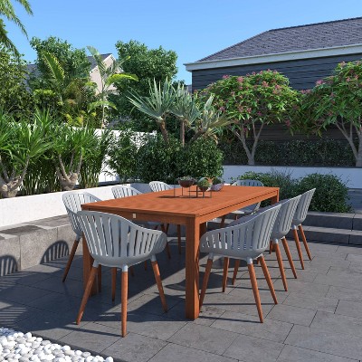 Carlton 9pc Eucalyptus Wood Patio Dining Set with Rectangular Table - Amazonia