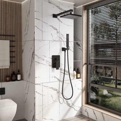 Wall Mounted Hand Held Shower Bathroom Luxury Rain Mixer Shower System Set(Valve Included)