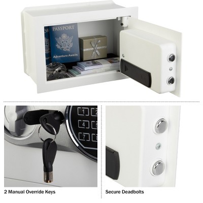 White Digital In-Wall Safe with Keypad and Override Key