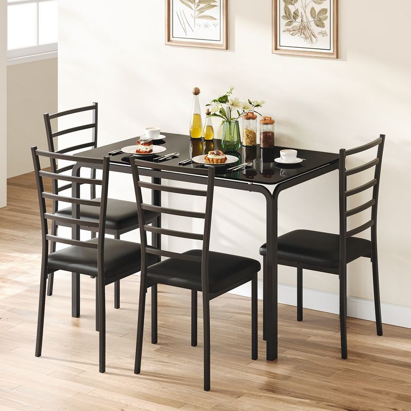 Whizmax 5 Piece Kitchen Room Chairs Set for Home, Dinette, Breakfast Nook, Modern, Small Space, Dining Table for 4, Black, 3 of 11