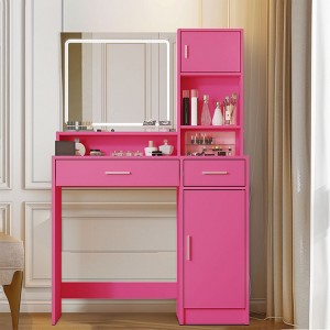 CAVINAS Stylish Vanity Mirror with Lights Desk 3 Lighting Modes Vanity with Mirror and Lights for Bedroom - 1 of 4