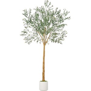 Artificial Olive Tree with White Planter, Tall Faux Indoor Olive Plant for Home Decoration or Housewarming Gift - 1 of 4