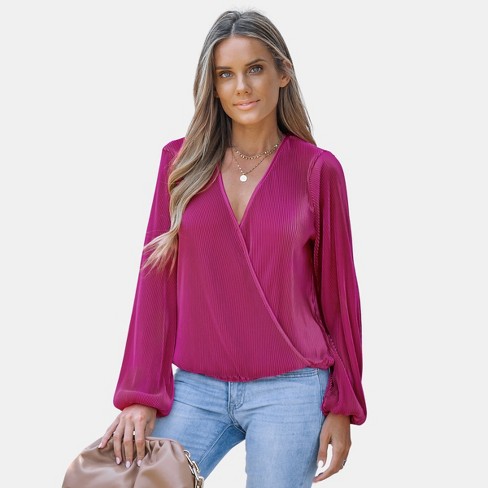 Lucky Brand Womens Long Sleeve Surplice V-Neck Blouse : :  Clothing, Shoes & Accessories