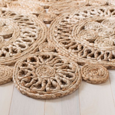 Natural Jute Hand-Woven Round Boho Area Rug