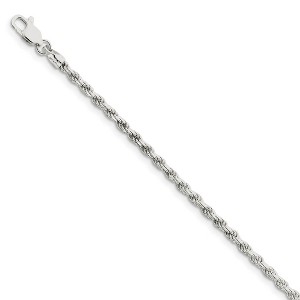 Black Bow Jewelry Sterling Silver 2.75mm Diamond-cut Rope Chain Anklet, 9 Inch - 1 of 4