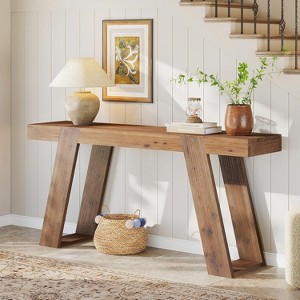 Lantine Solid Wood Console Table, 63" Farmhouse Sofa Table Behind Couch, Entryway Table for Hallway, Entrance, Foyer, Living Room - 1 of 4