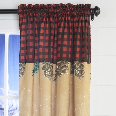 Holiday Cardinal and Pinecone Light-Filtering Polyester Window Panel