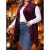 Women's Plus Size Velvet Jacquard Sleeveless Asymmetric Hem Open Front Casual Lightweight Vests - Agnes Orinda - 3 of 4